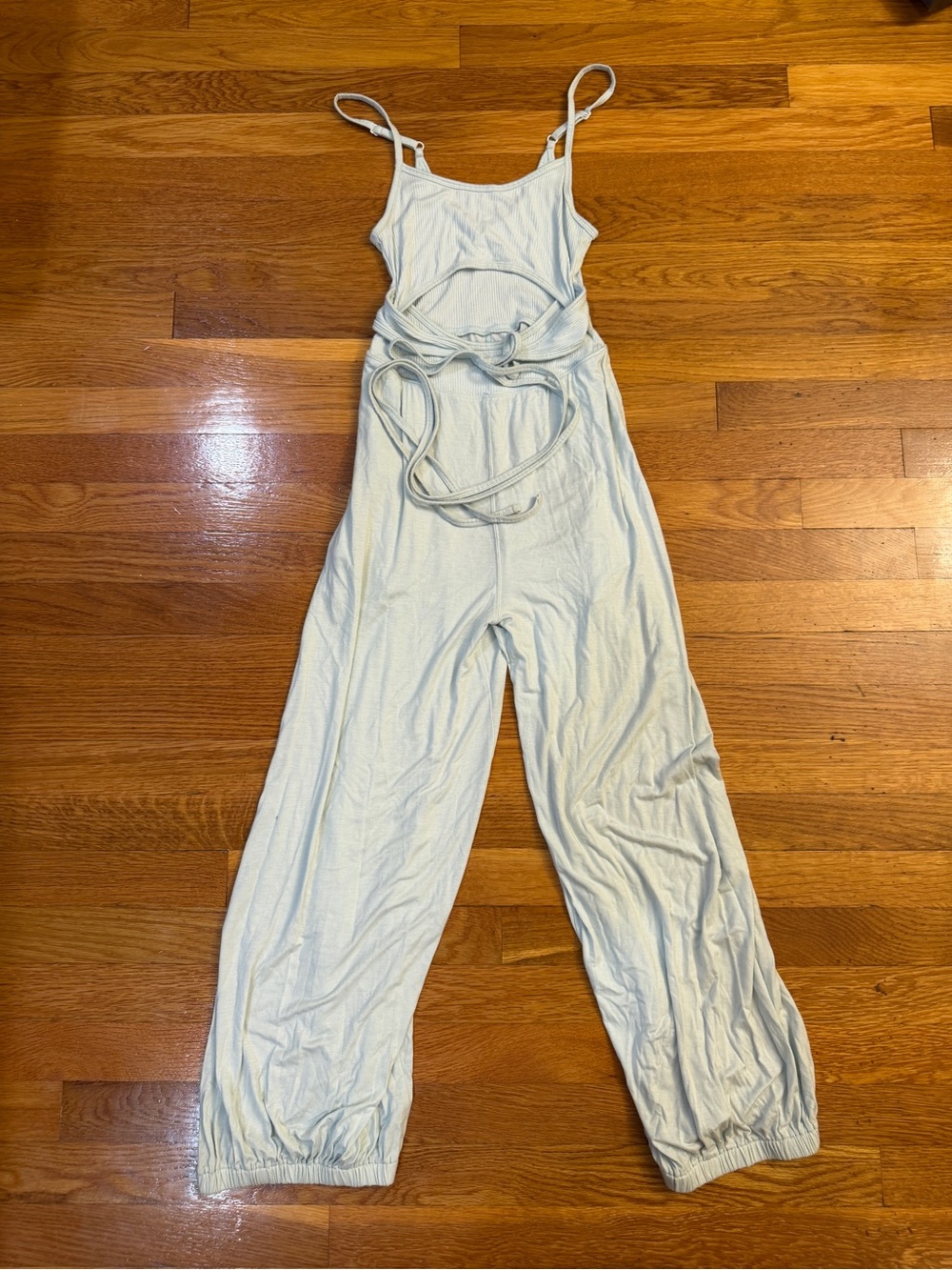 FP Movement by Free People Key Hole Tie Front Jumpsuit in Light Blue - Size XS